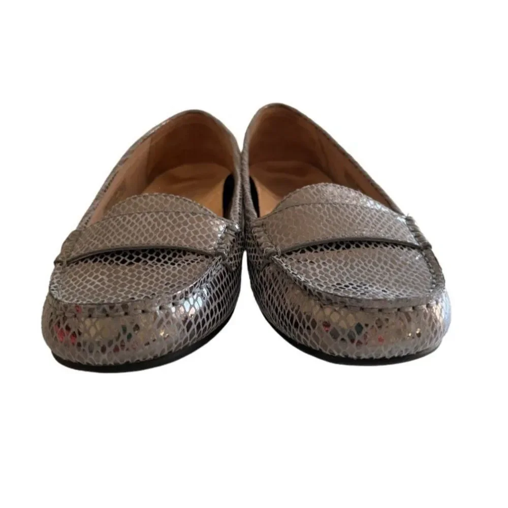 Vionic Chill Larrun Gun Metal Snake Loafers Size 9